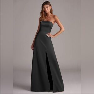 Azazie Wren Black Strapless Bridesmaid Dress
